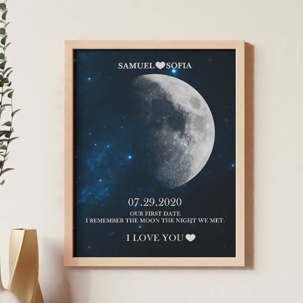 Custom Moon Phase Print Frame Anniversary Gifts for Her -