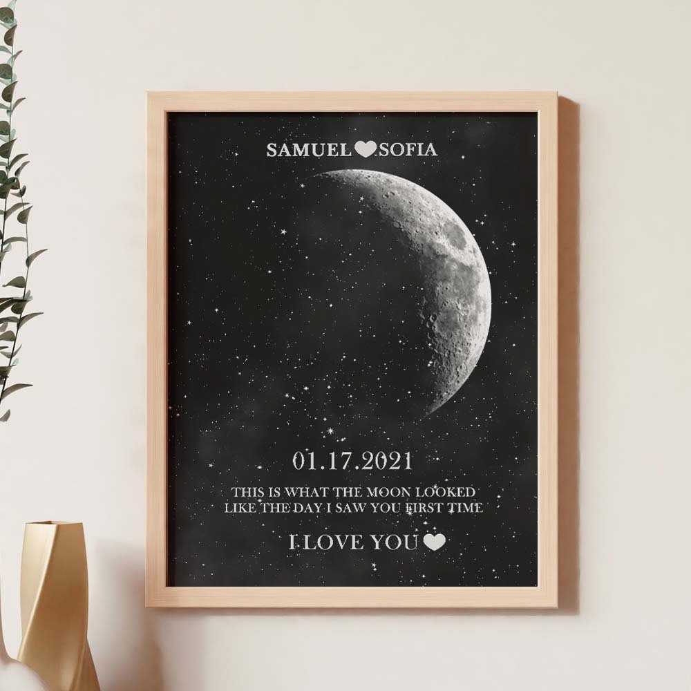 Custom Moon Phase Print Frame Anniversary Gifts for Her -