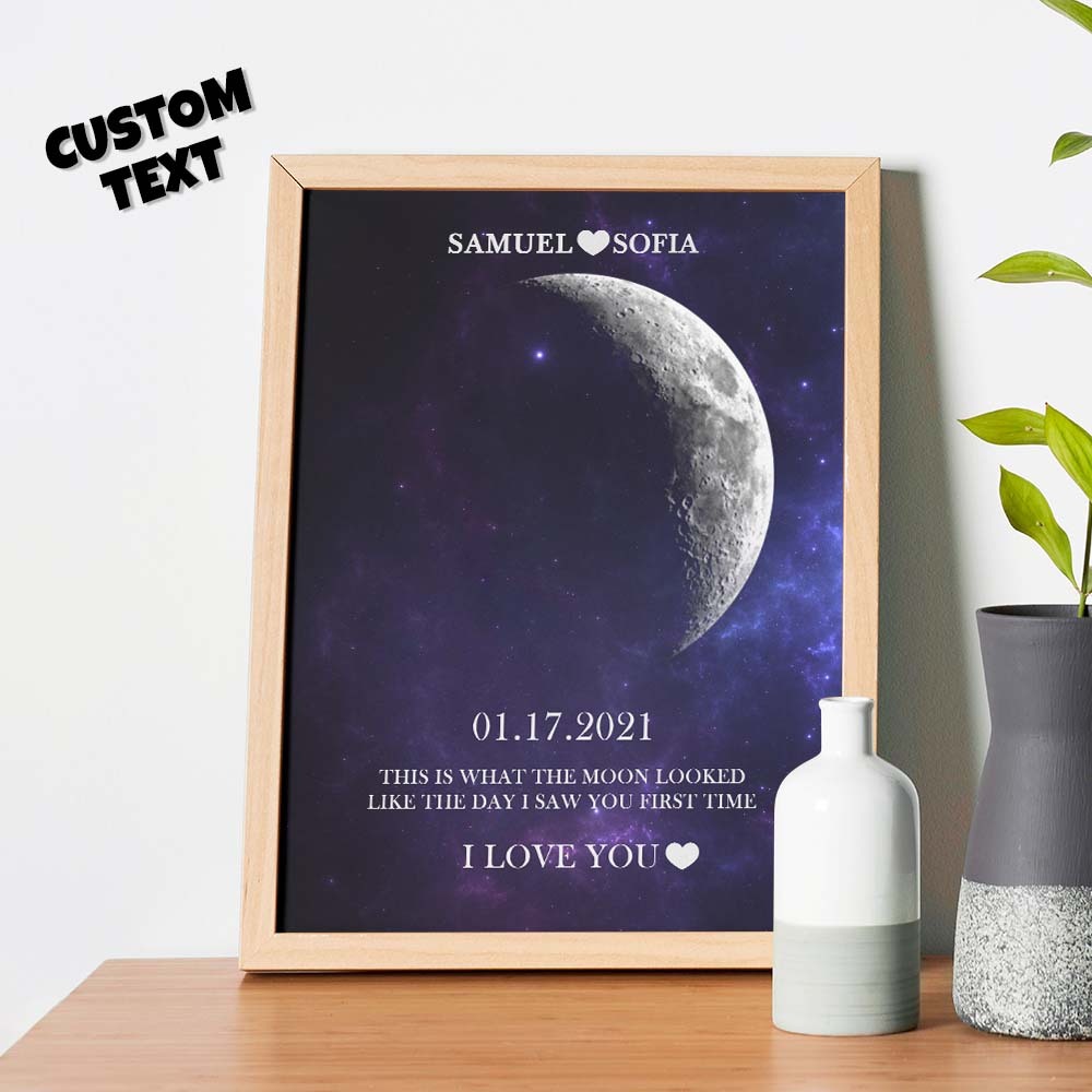 Custom Moon Phase Print Frame Anniversary Gifts for Her -