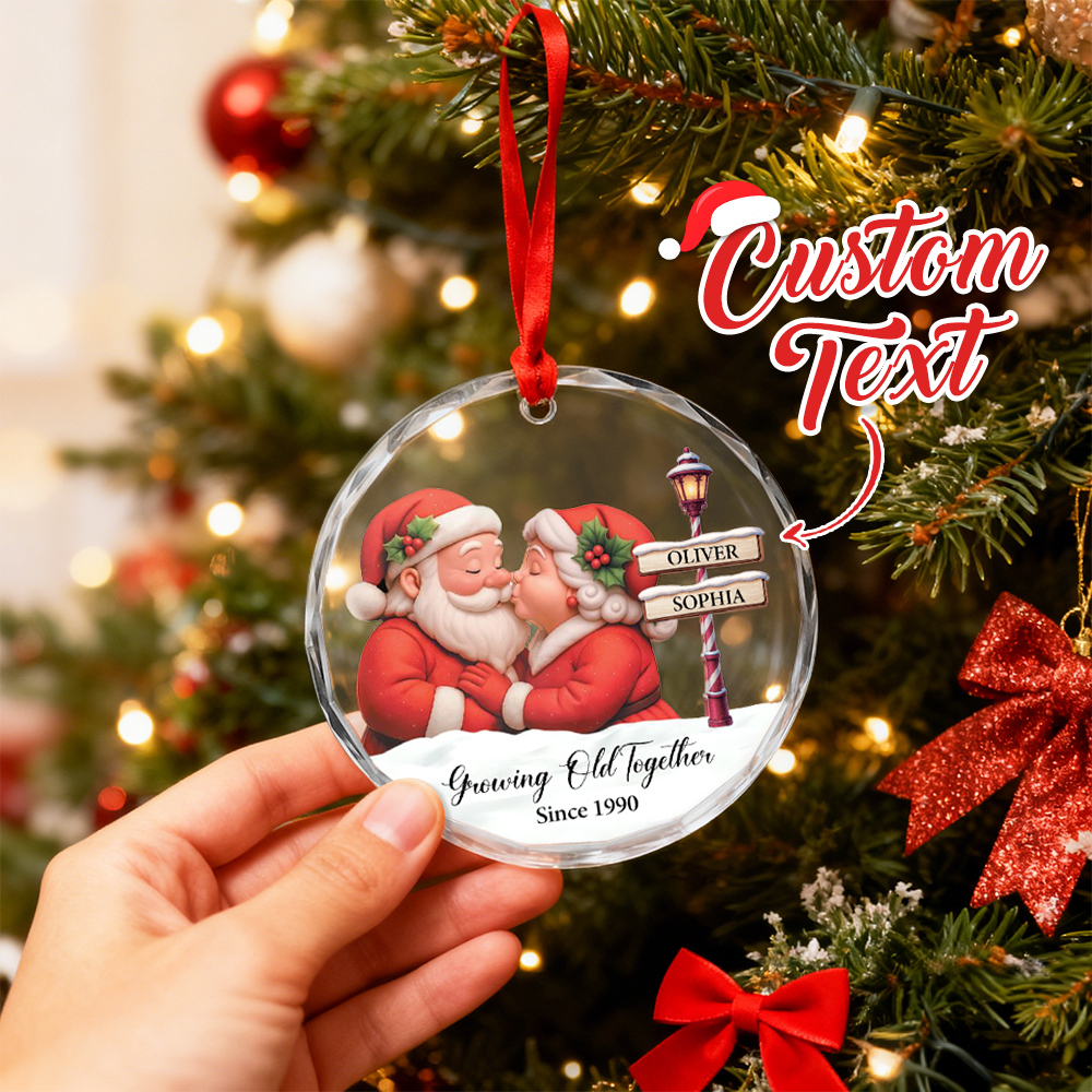 Personalised Growing Old Together Glass Christmas Ornament for Couples