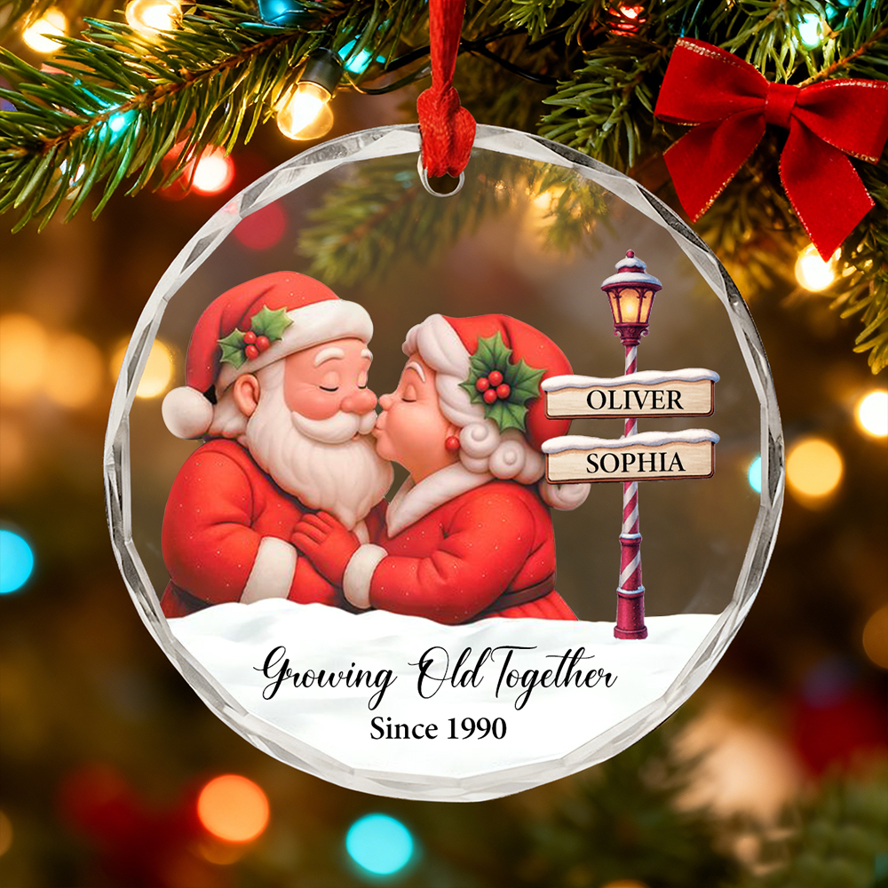 Personalised Growing Old Together Glass Christmas Ornament for Couples