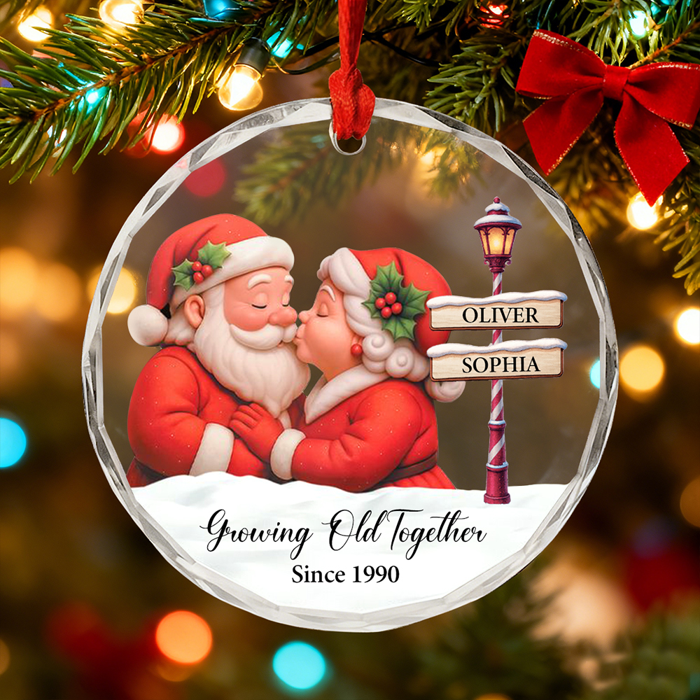 Personalised Growing Old Together Glass Christmas Ornament for Couples