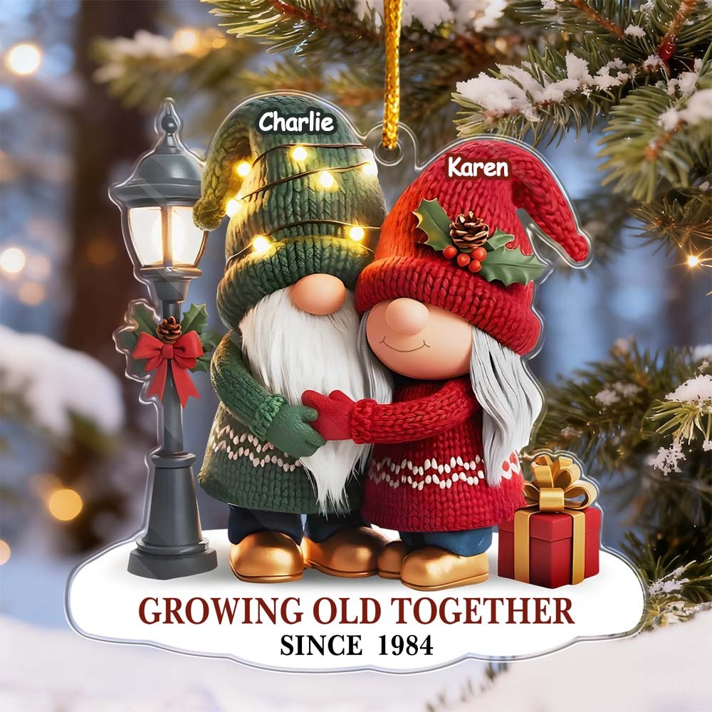 Custom Gnome Acrylic Ornament Personalized Anniversary Christmas Wedding Gifts For Husband And Wife Him And Her Our Story Continues