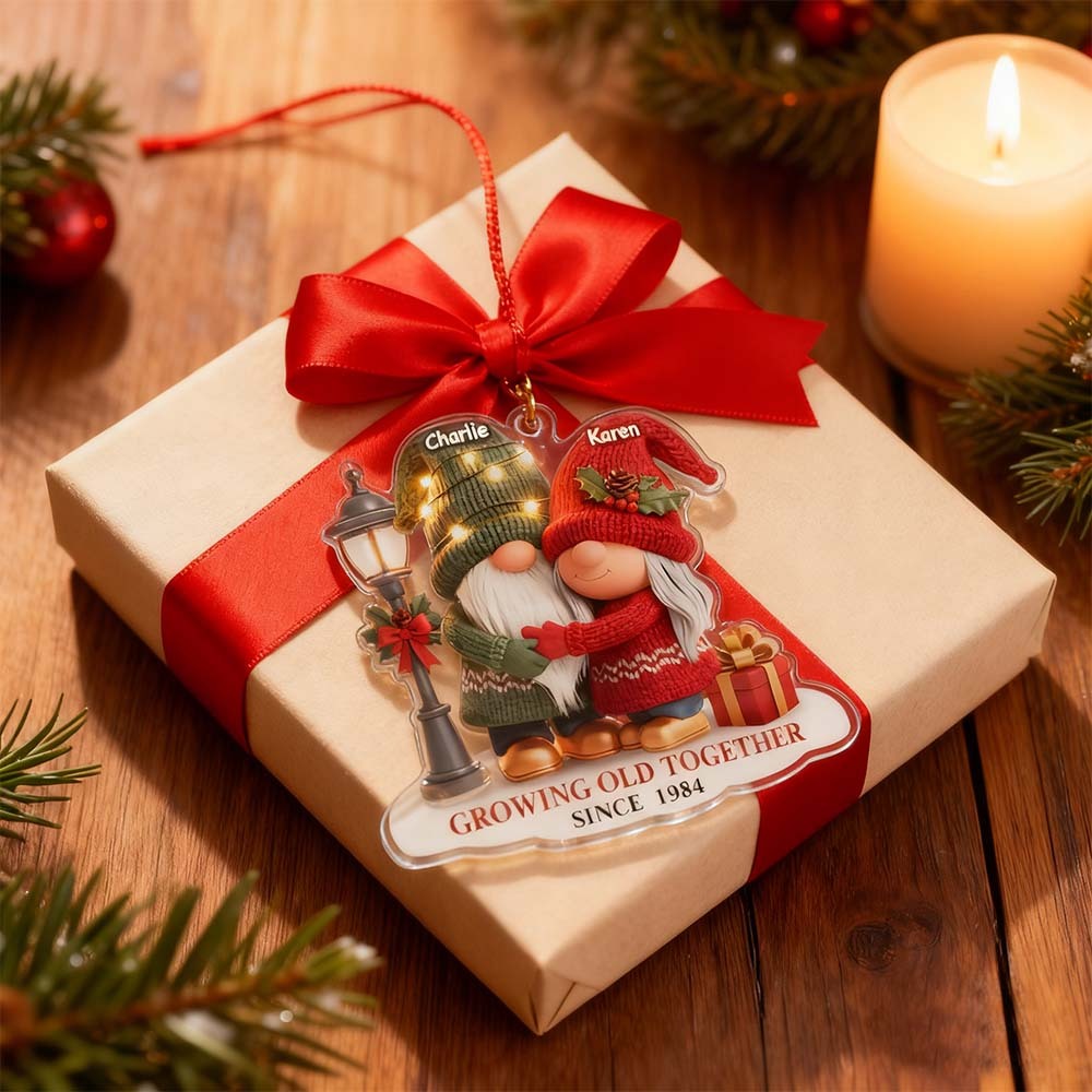 Custom Gnome Acrylic Ornament Personalized Anniversary Christmas Wedding Gifts For Husband And Wife Him And Her Our Story Continues