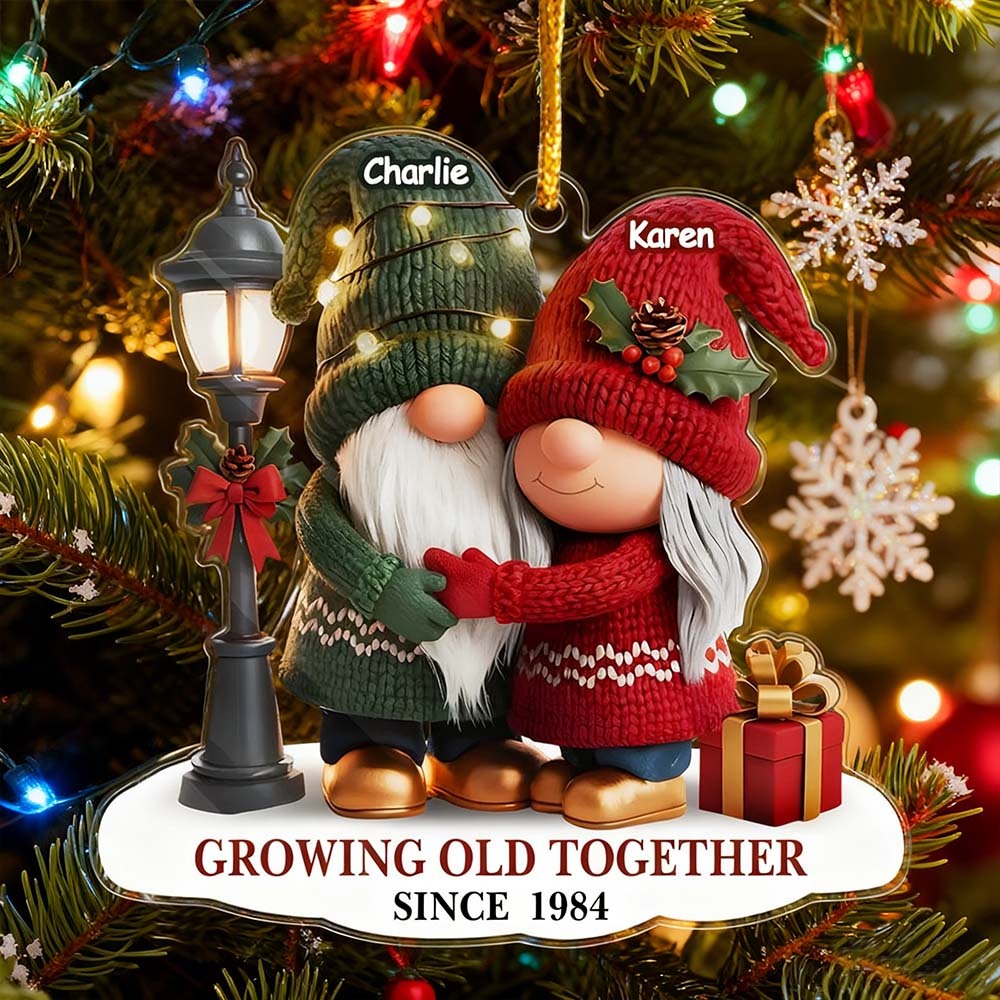 Custom Gnome Acrylic Ornament Personalized Anniversary Christmas Wedding Gifts For Husband And Wife Him And Her Our Story Continues