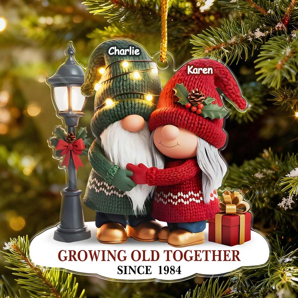 Custom Gnome Acrylic Ornament Personalized Anniversary Christmas Wedding Gifts For Husband And Wife Him And Her Our Story Continues