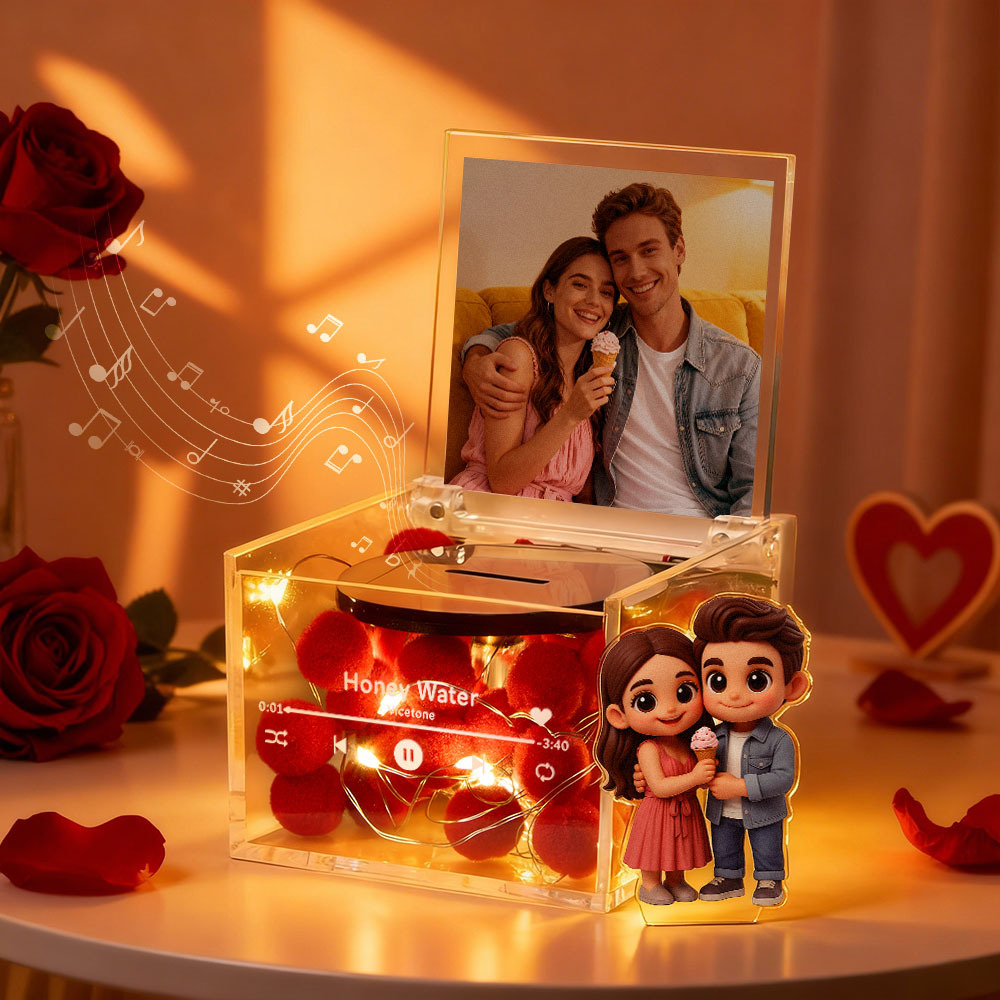 Mini Music Record Player Custom Photo with Light Personalized Music Acrylic Box