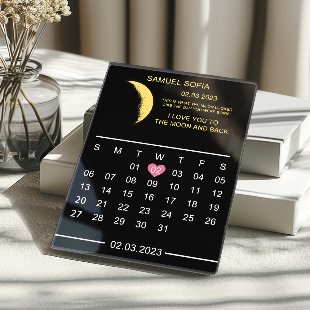 Custom Moon Phase Plaque Calendar Plauqe Frame Gift for Couple