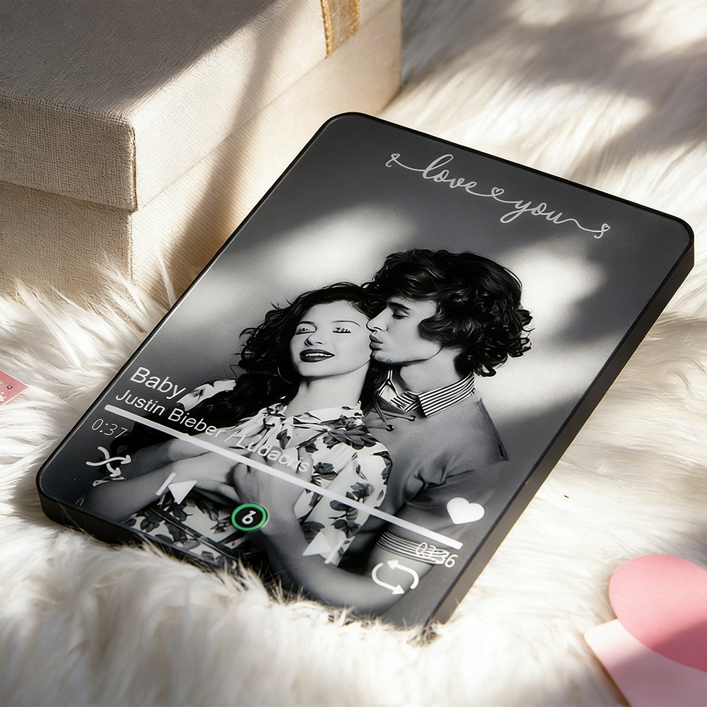 Music Plaque Custom Player Personalized Acrylic Song Frame, Anniversary/Wedding Gift, Add Photo & Song