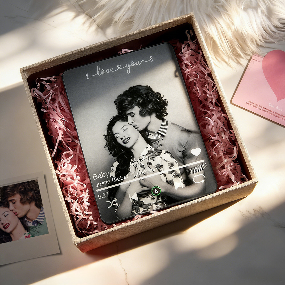 Music Plaque Custom Player Personalized Acrylic Song Frame, Anniversary/Wedding Gift, Add Photo & Song