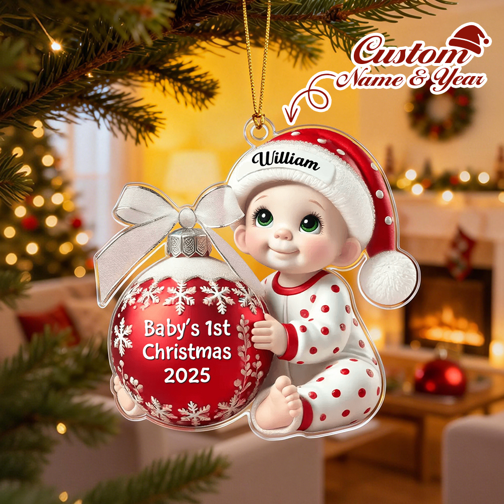 Personalized Baby’s First Christmas Ornament custom name and year a special gift for newborns and parents perfect for celebrating baby’s first holiday