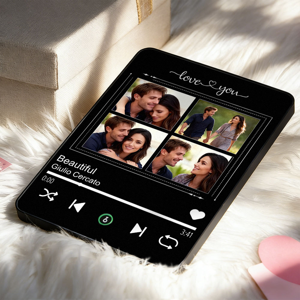 Personalized Gift Song Plaque - Custom Music Photo Frame with Song Playback | Anniversary Birthday Christmas Gift for Couples