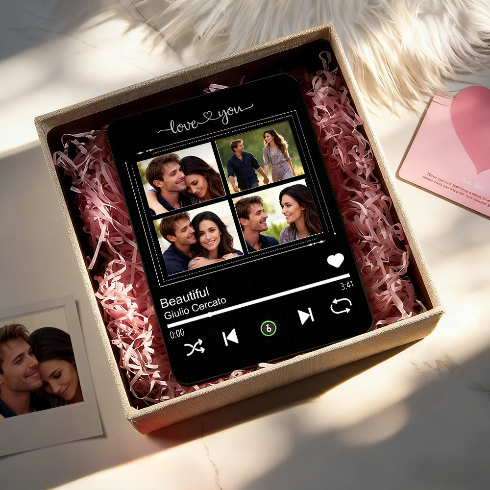 Personalized Gift Song Plaque - Custom Music Photo Frame with Song Playback | Anniversary Birthday Christmas Gift for Couples