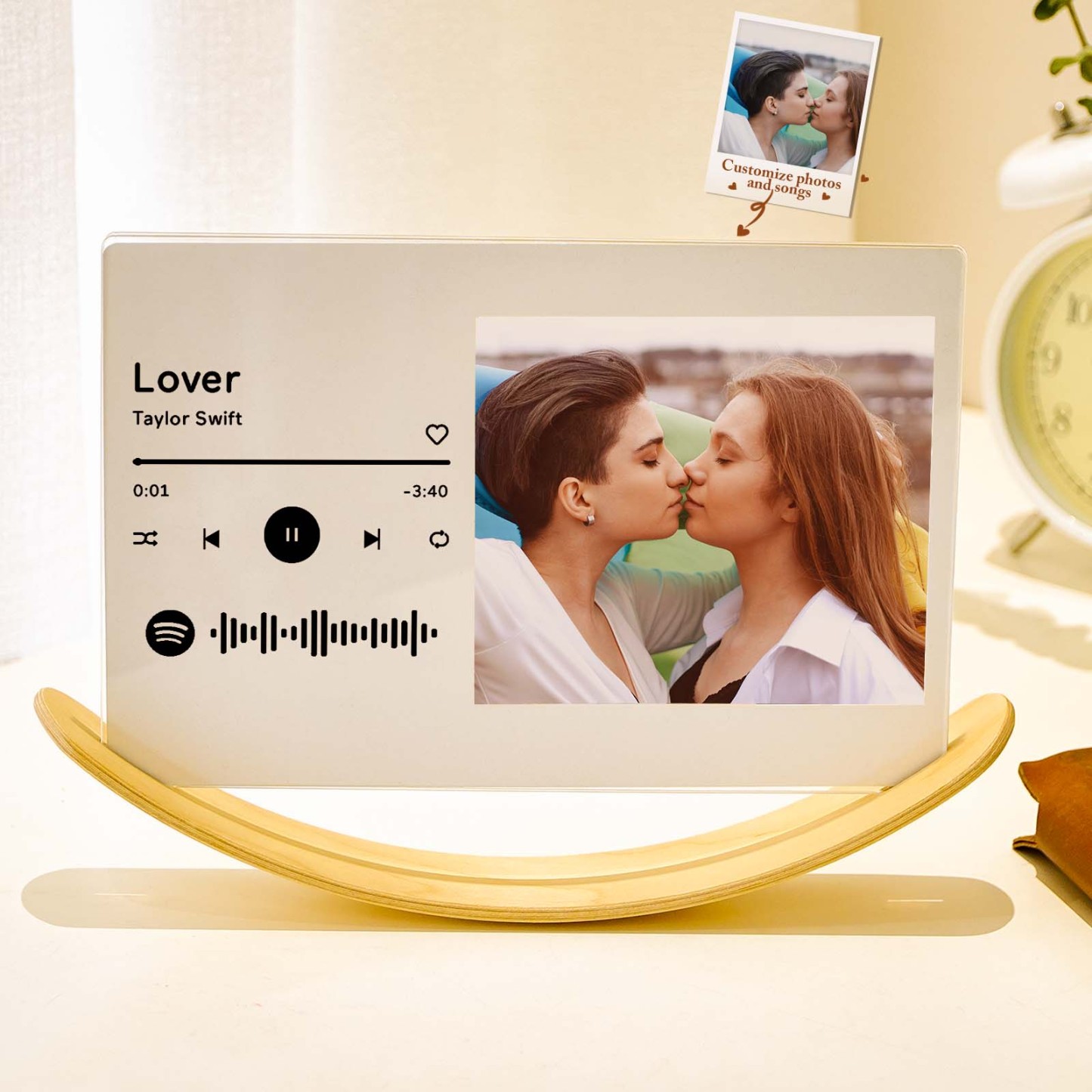 Personalized Photo Wooden Floating Picture Frames Custom Music Tabletop Decor Custom Pride Gifts LGBT Gift