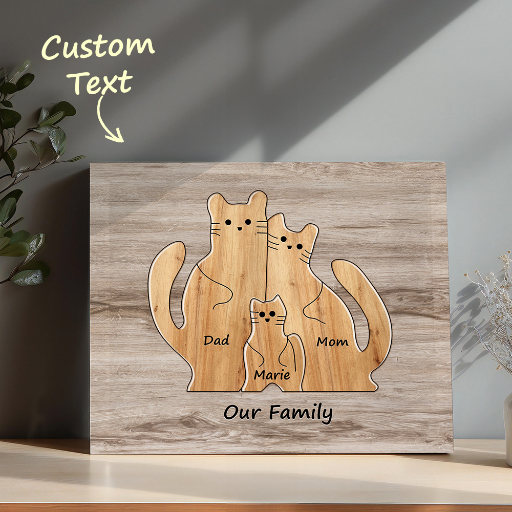 Custom Animal Puzzle Family Cat Personalized Print Gift for Mom, Grandma