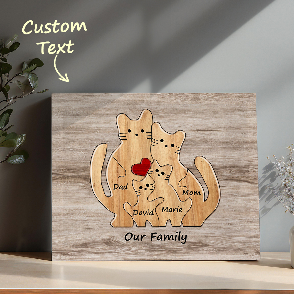 Custom Animal Puzzle Family Cat Personalized Print Gift for Mom, Grandma