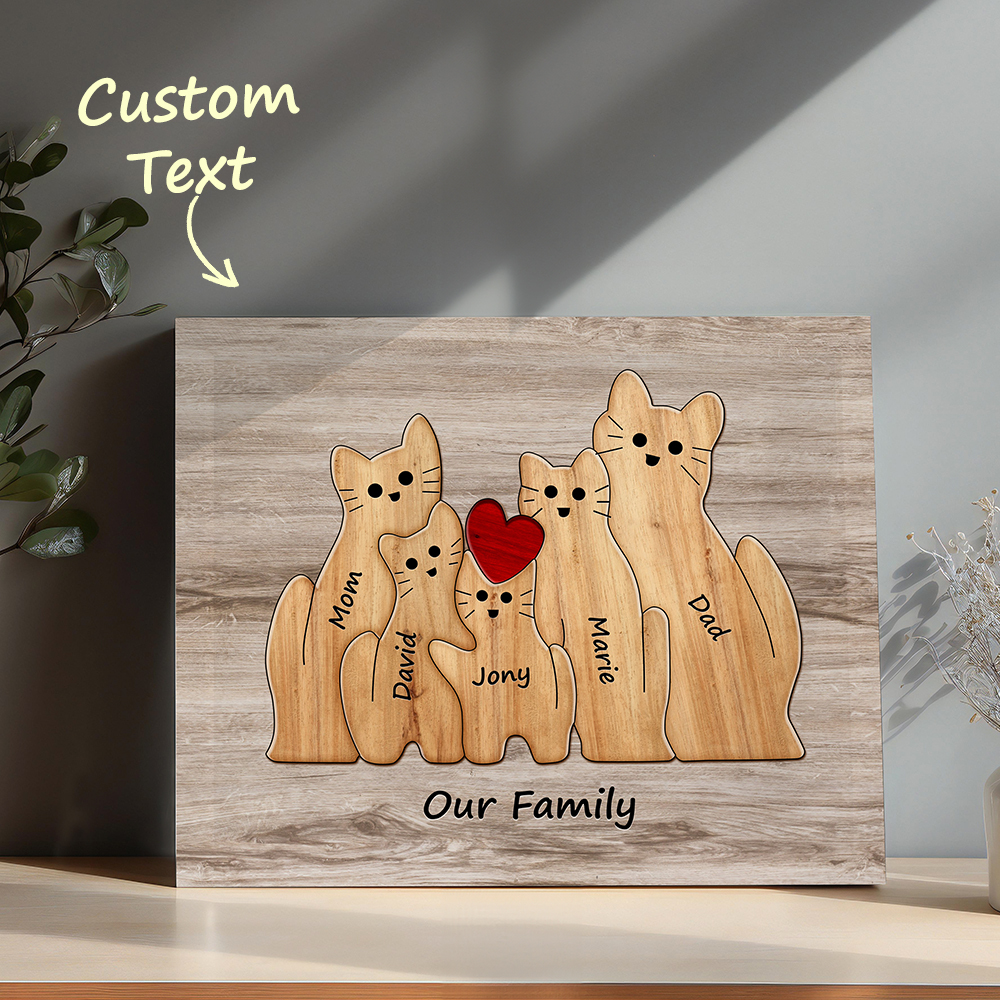 Custom Animal Puzzle Family Cat Personalized Print Gift for Mom, Grandma