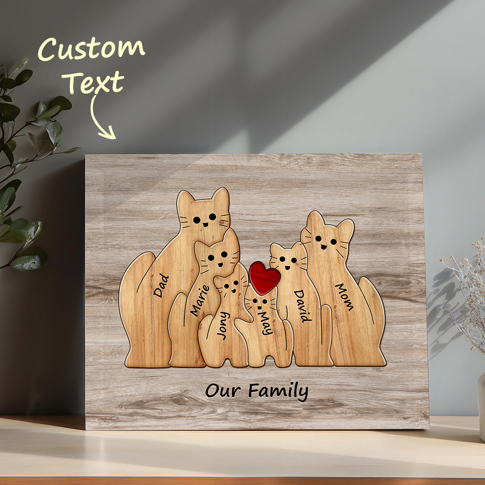 Custom Animal Puzzle Family Cat Personalized Print Gift for Mom, Grandma