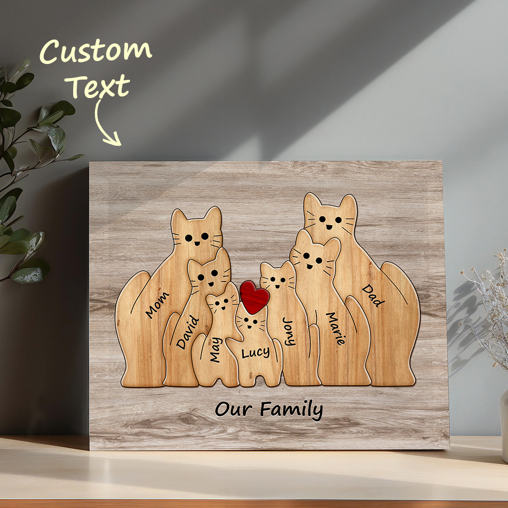Custom Animal Puzzle Family Cat Personalized Print Gift for Mom, Grandma