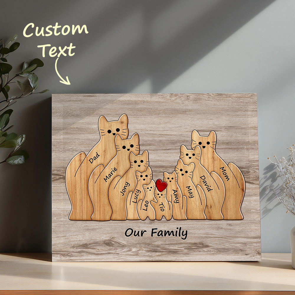 Custom Animal Puzzle Family Cat Personalized Print Gift for Mom, Grandma