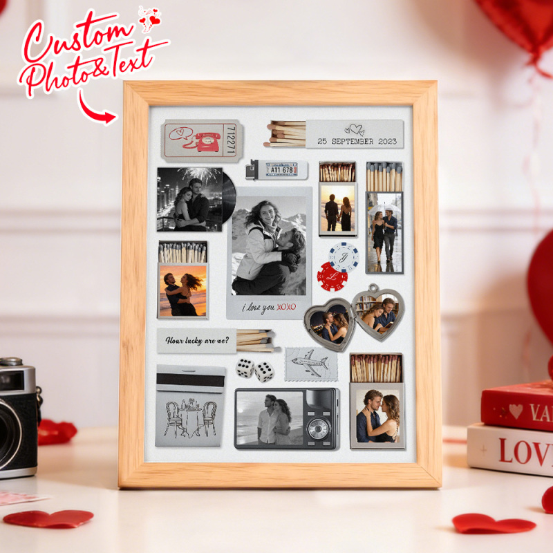 Custom Photo Matchbox Wooden Frame with Your Text Matchbook Poster Pri