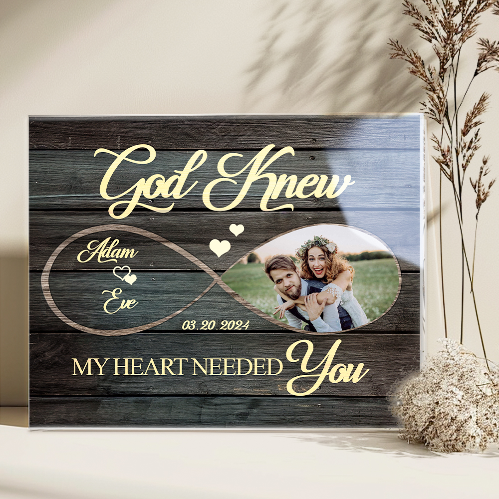 God Knows My Heart Needs You - Personalized Couple Decorations Customized Wireless Symbol Ornaments