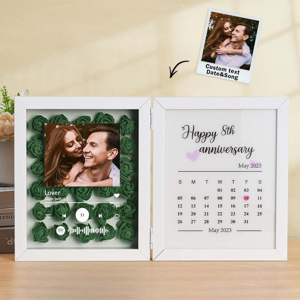Personalized Photo Rose Flower Foldable Frame Custom Music Code Anniversary Gift for Couple -