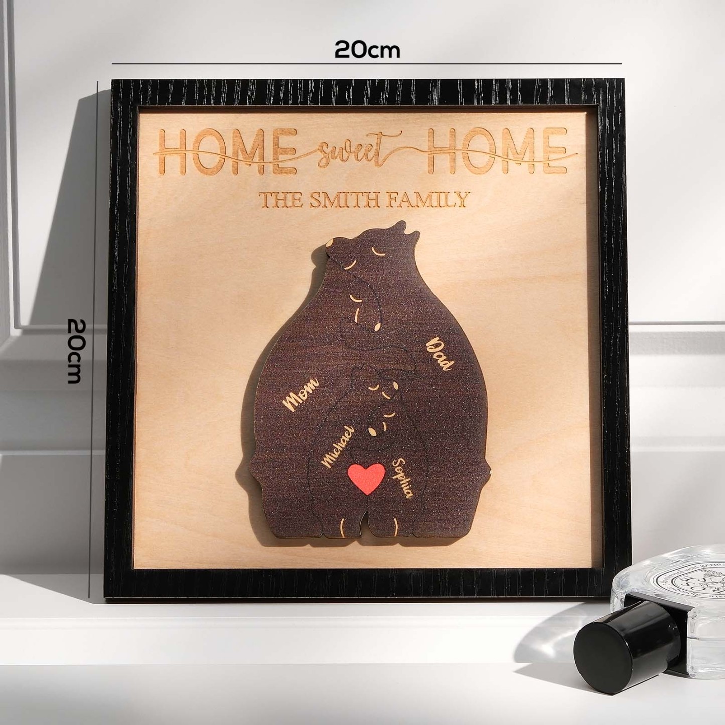 Custom Name Bear Family Puzzle Wooden Frame Personalized Wooden Home Decorations Motther's Day Gift -