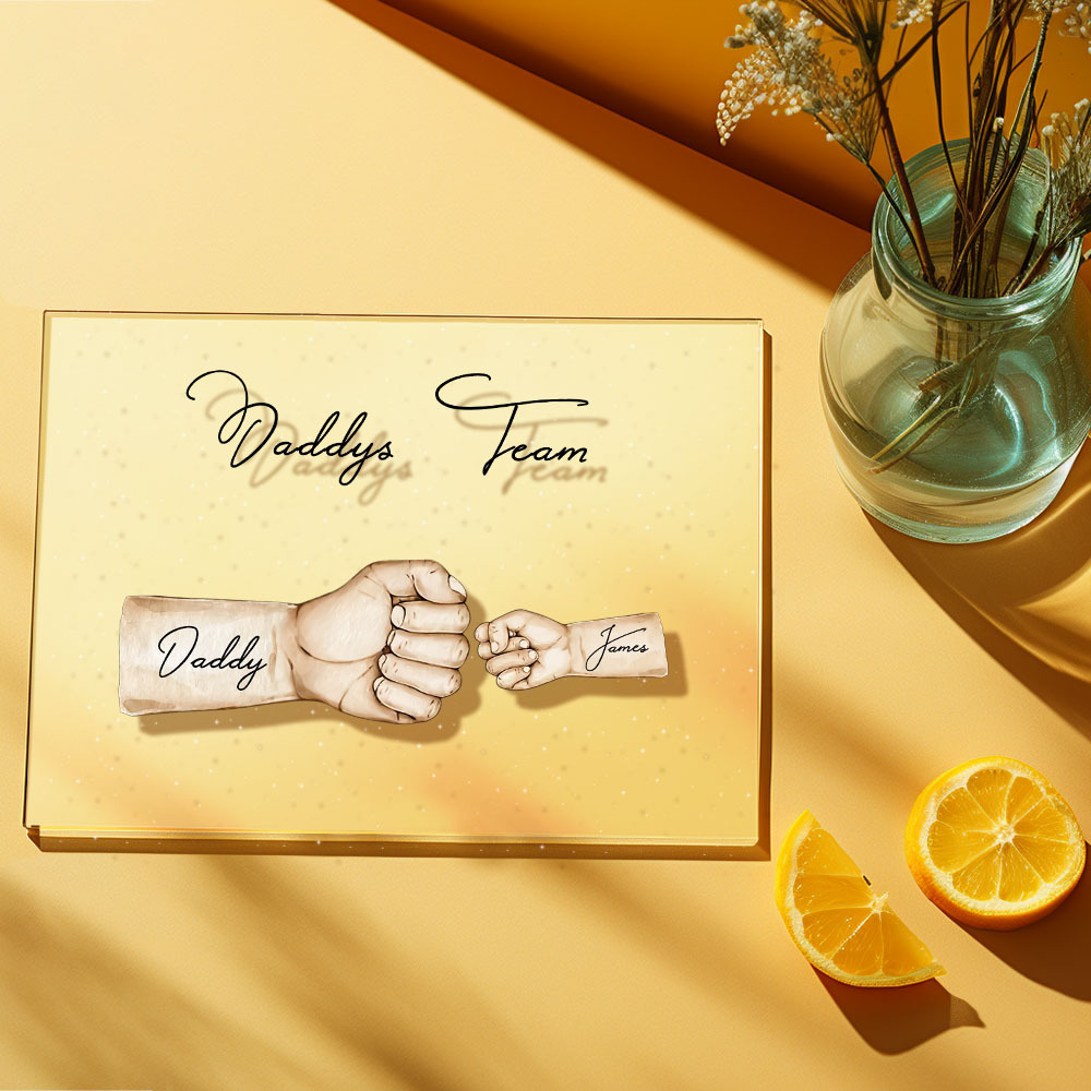 Custom Plaque Personalized Daddy's Team Fist Bump Father's Day Gift