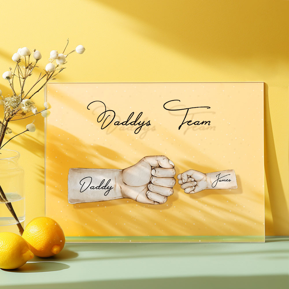 Custom Plaque Personalized Daddy's Team Fist Bump Father's Day Gift