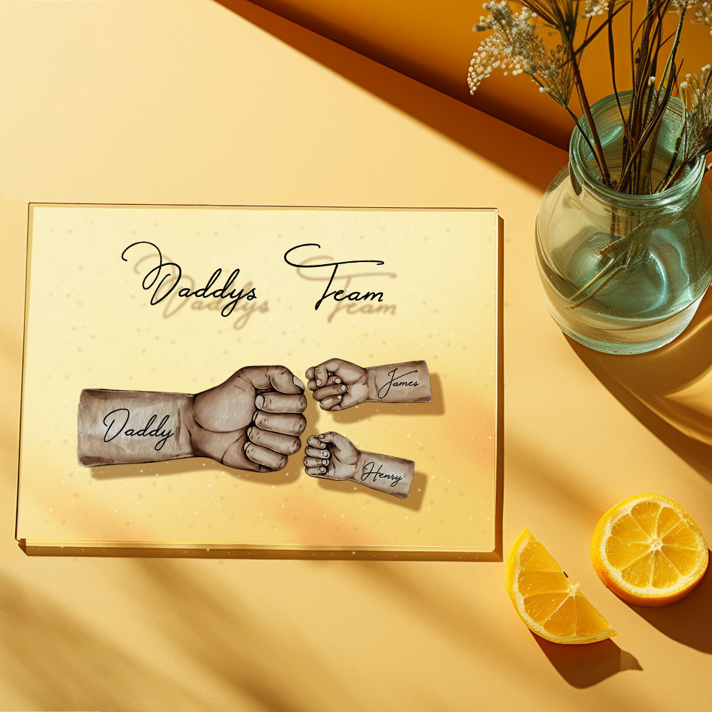 Custom Plaque Personalized Daddy's Team Fist Bump Father's Day Gift