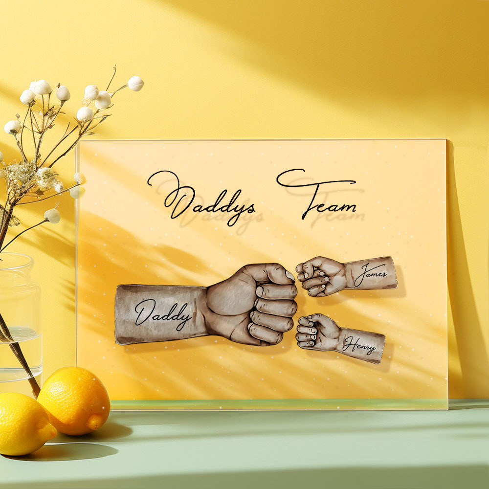 Custom Plaque Personalized Daddy's Team Fist Bump Father's Day Gift