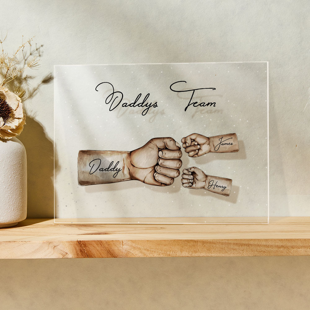 Custom Plaque Personalized Daddy's Team Fist Bump Father's Day Gift