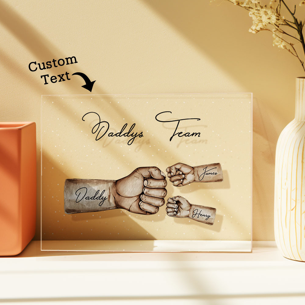Custom Plaque Personalized Daddy's Team Fist Bump Father's Day Gift