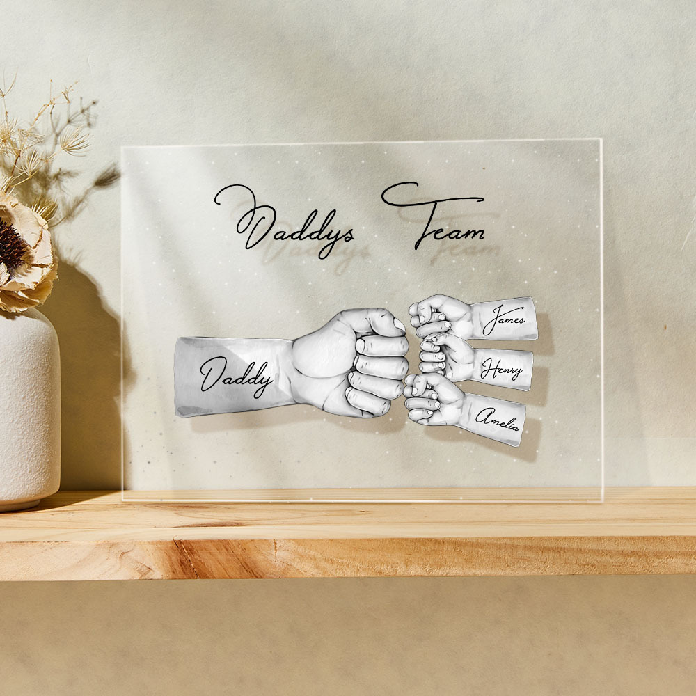 Custom Plaque Personalized Daddy's Team Fist Bump Father's Day Gift