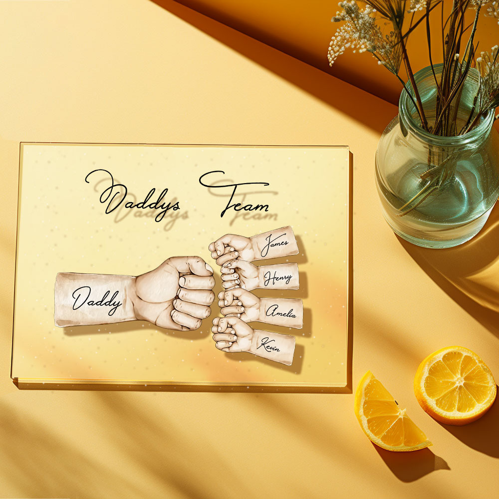 Custom Plaque Personalized Daddy's Team Fist Bump Father's Day Gift