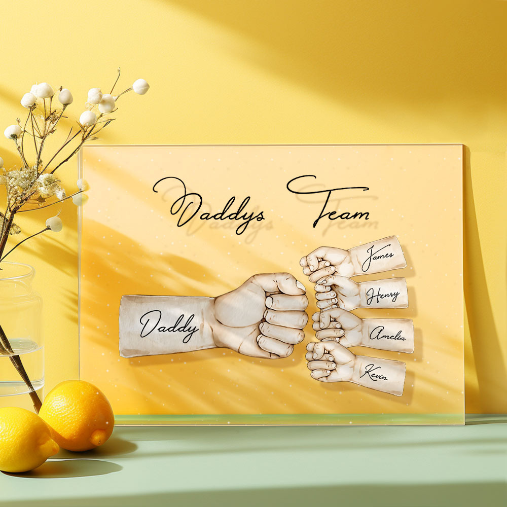 Custom Plaque Personalized Daddy's Team Fist Bump Father's Day Gift