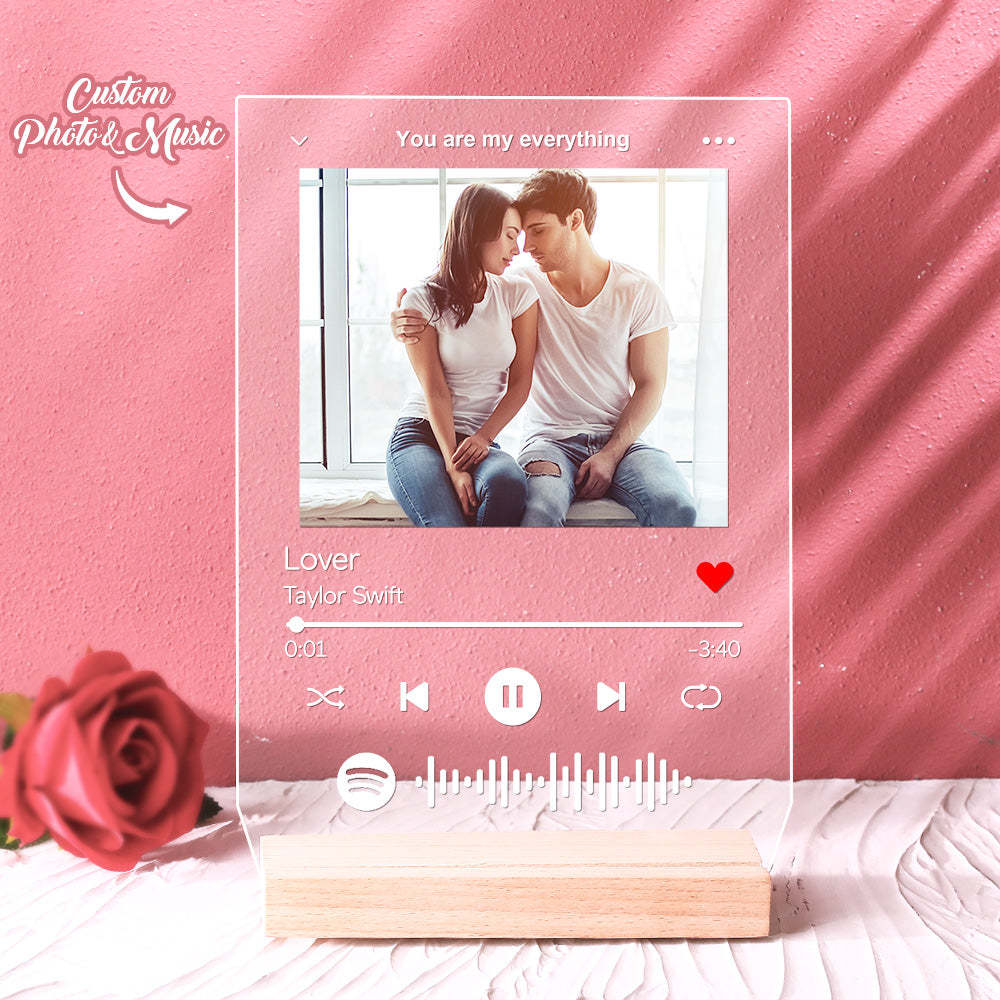 Personalized Photo Song Acrylic Plaque Decor Custom Gift for Couples Anniversary Gift Valentines Day Gift