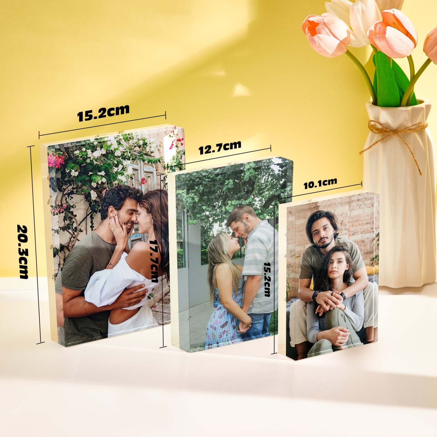 Custom Photo Acrylic Crystal Block with Personalized Text Gift for Couples Valentine's Gift -