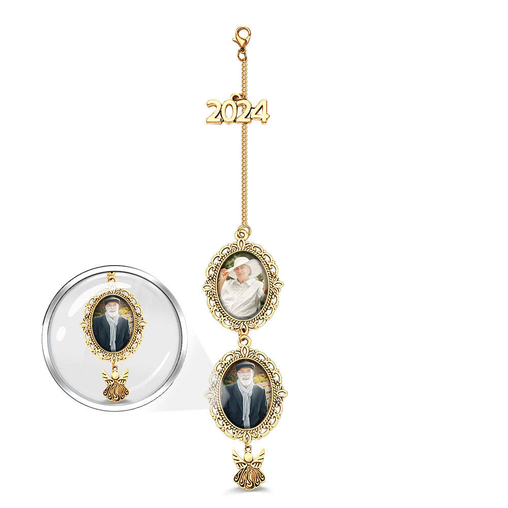 2024 Personalized Graduation Photo Memorial Tassel Charm with Angel Wing Grad Cap Graduation Gift