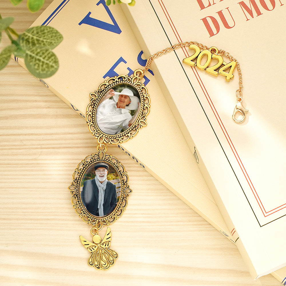 2024 Personalized Graduation Photo Memorial Tassel Charm with Angel Wing Grad Cap Graduation Gift