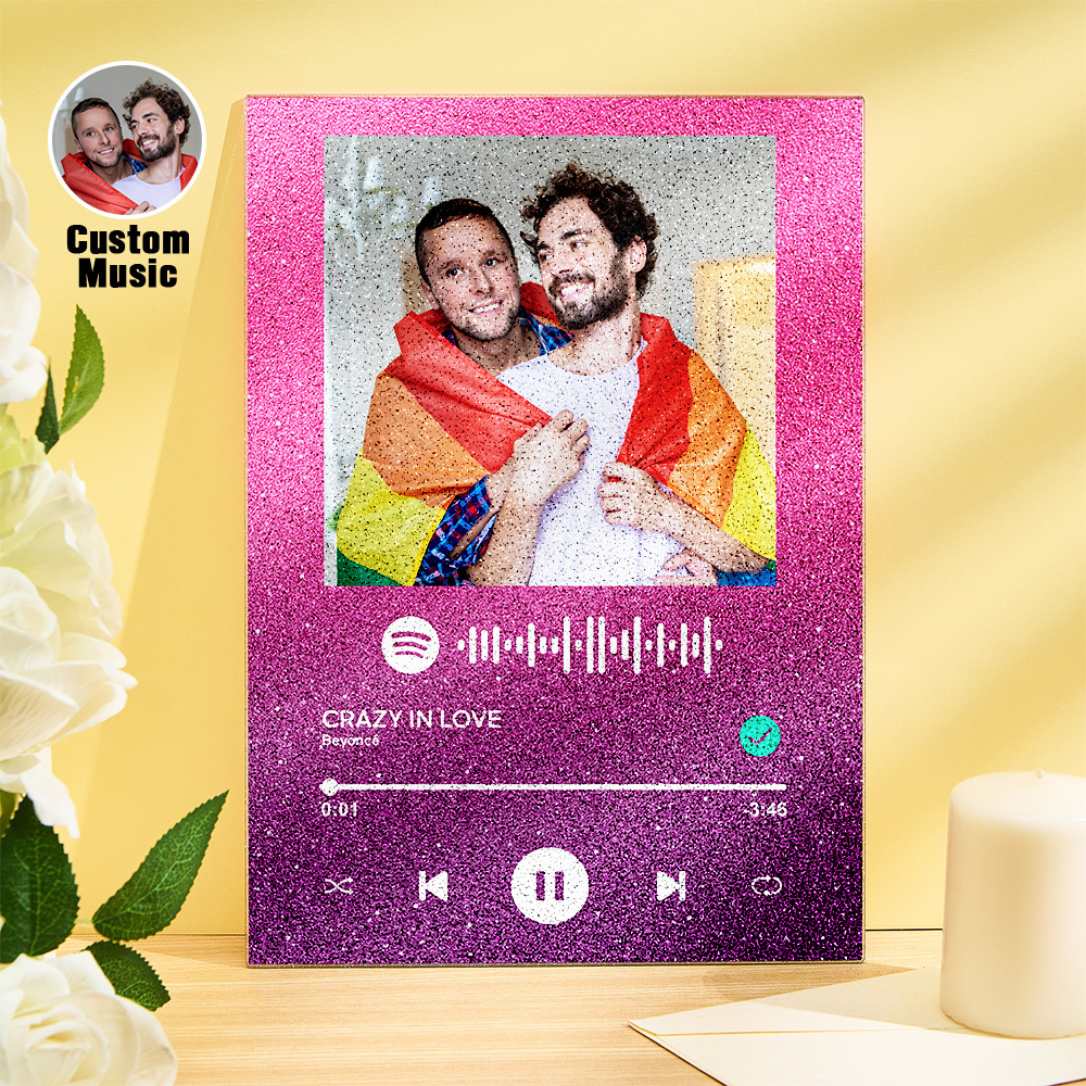 Custom Pride Gifts Custom Photo Glittering Gradient Color Acrylic Spotify Plaque Ornament