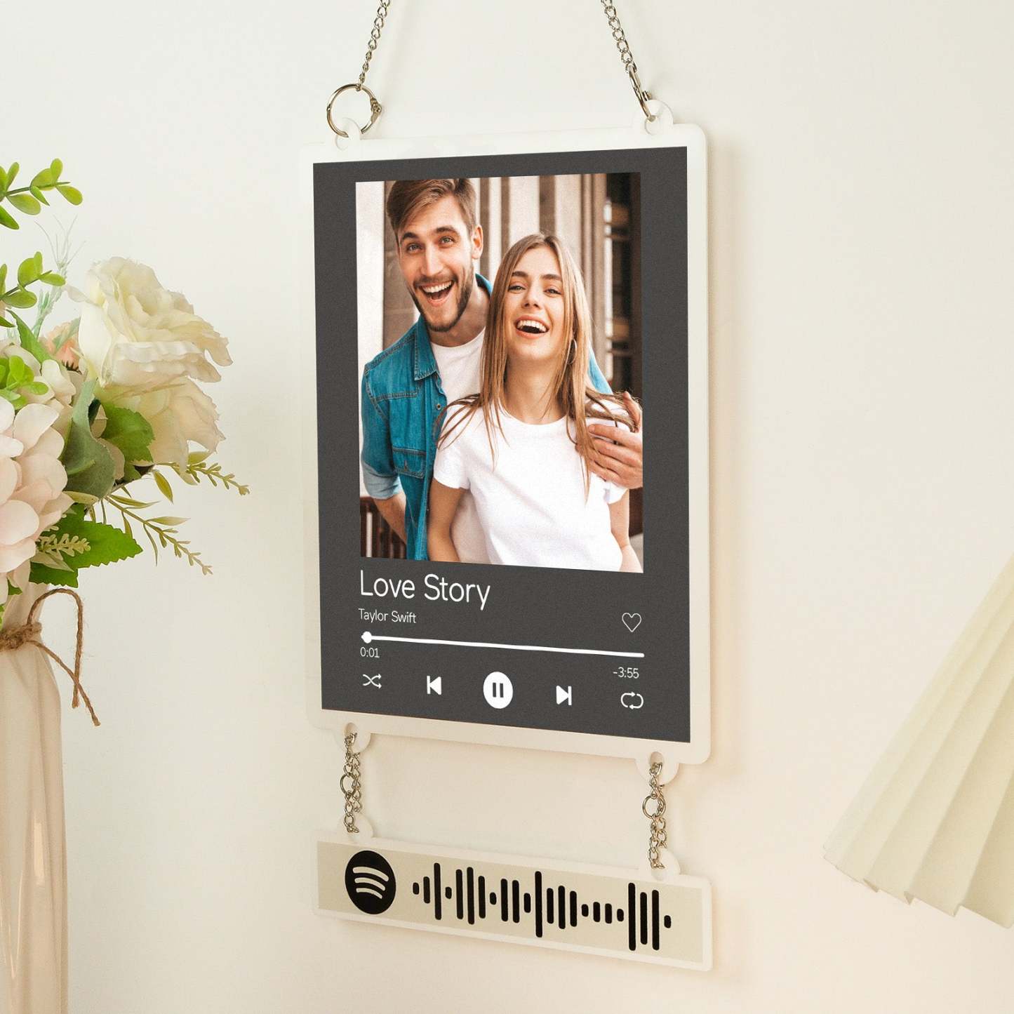 Personalized Photo Spotify White Acrylic Plaque Home Decoration Gift for Couple -