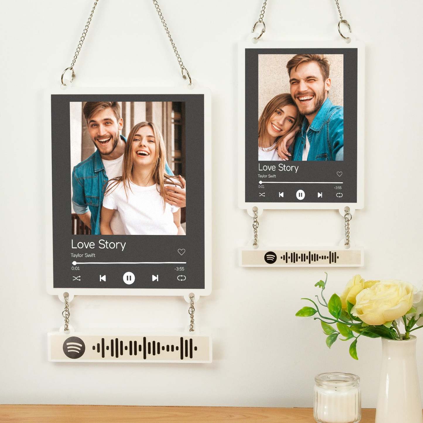 Personalized Photo Spotify White Acrylic Plaque Home Decoration Gift for Couple -