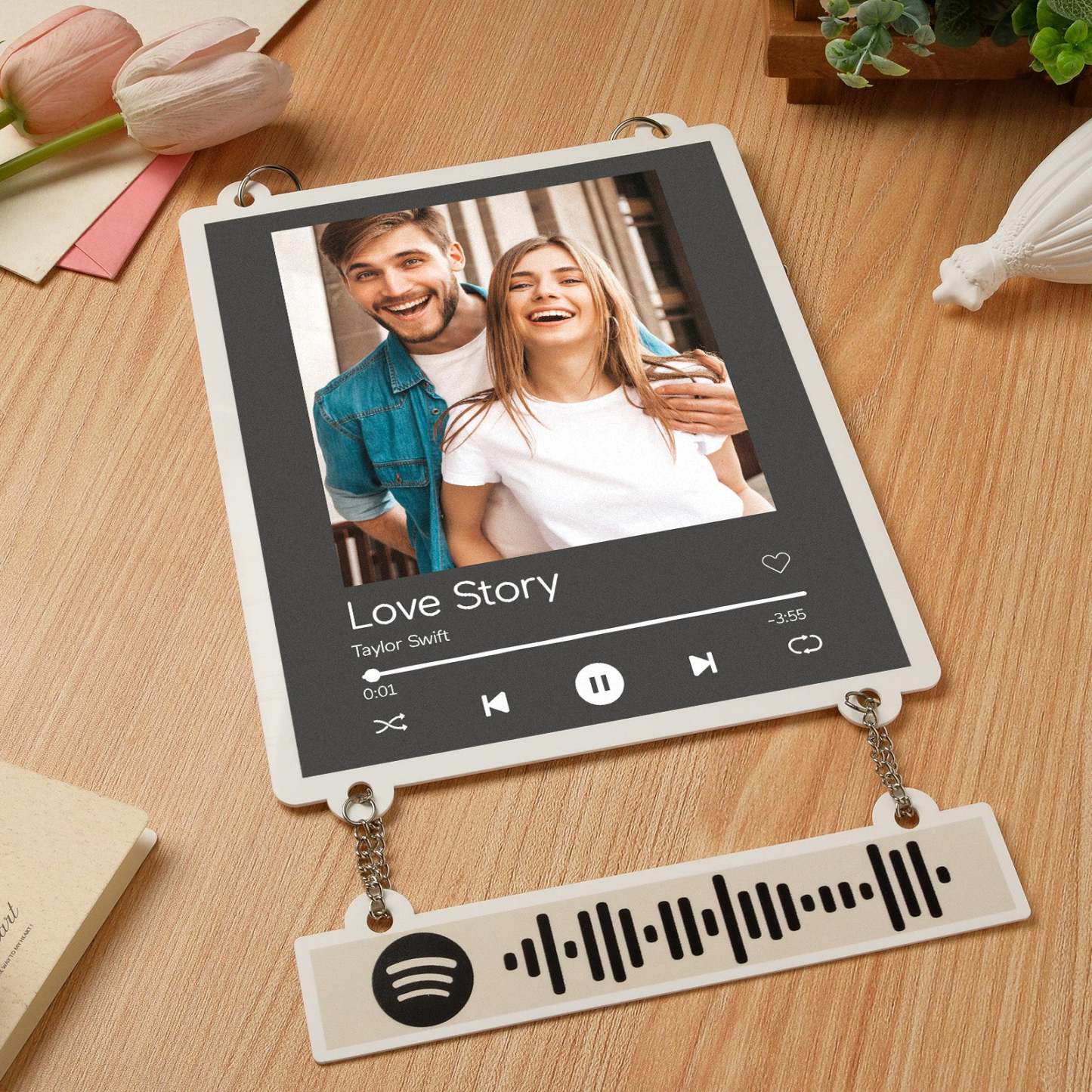 Personalized Photo Spotify White Acrylic Plaque Home Decoration Gift for Couple -
