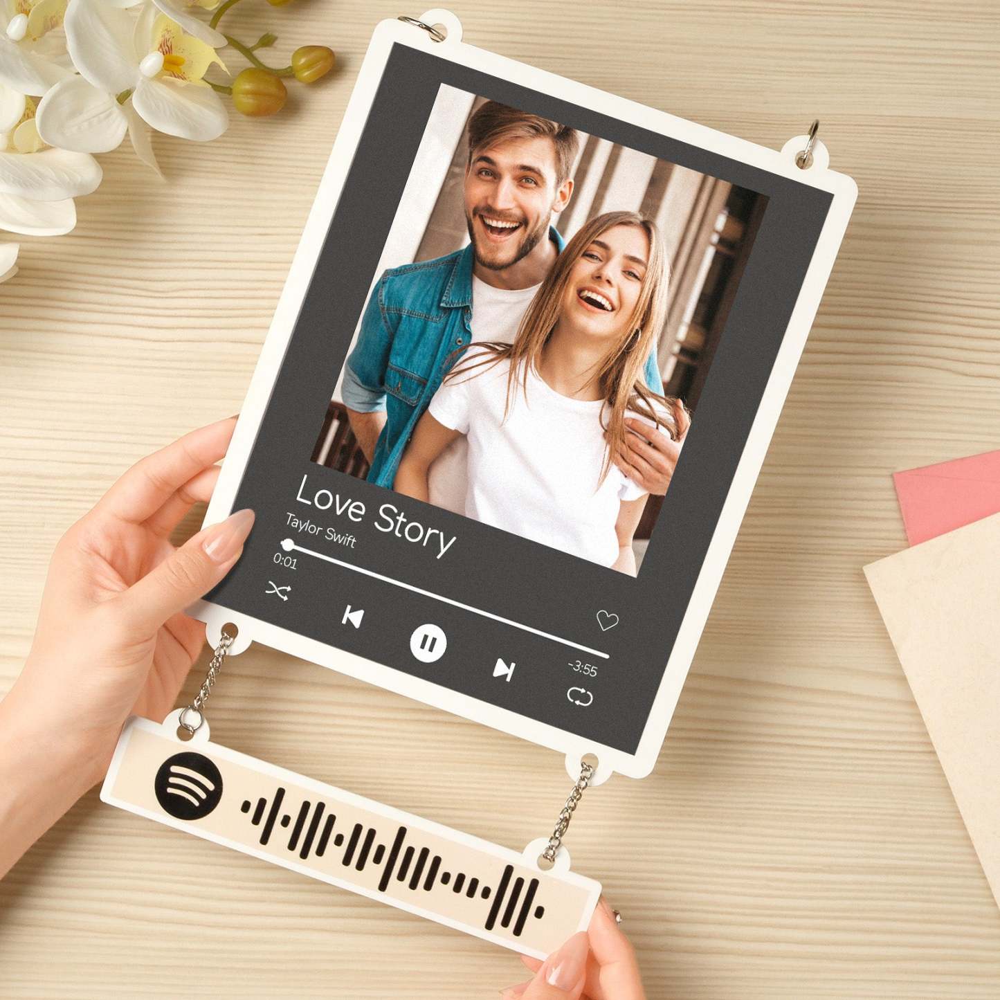 Personalized Photo Spotify White Acrylic Plaque Home Decoration Gift for Couple -