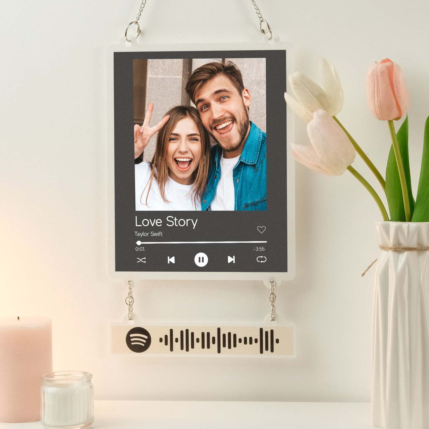 Personalized Photo Spotify White Acrylic Plaque Home Decoration Gift for Couple -