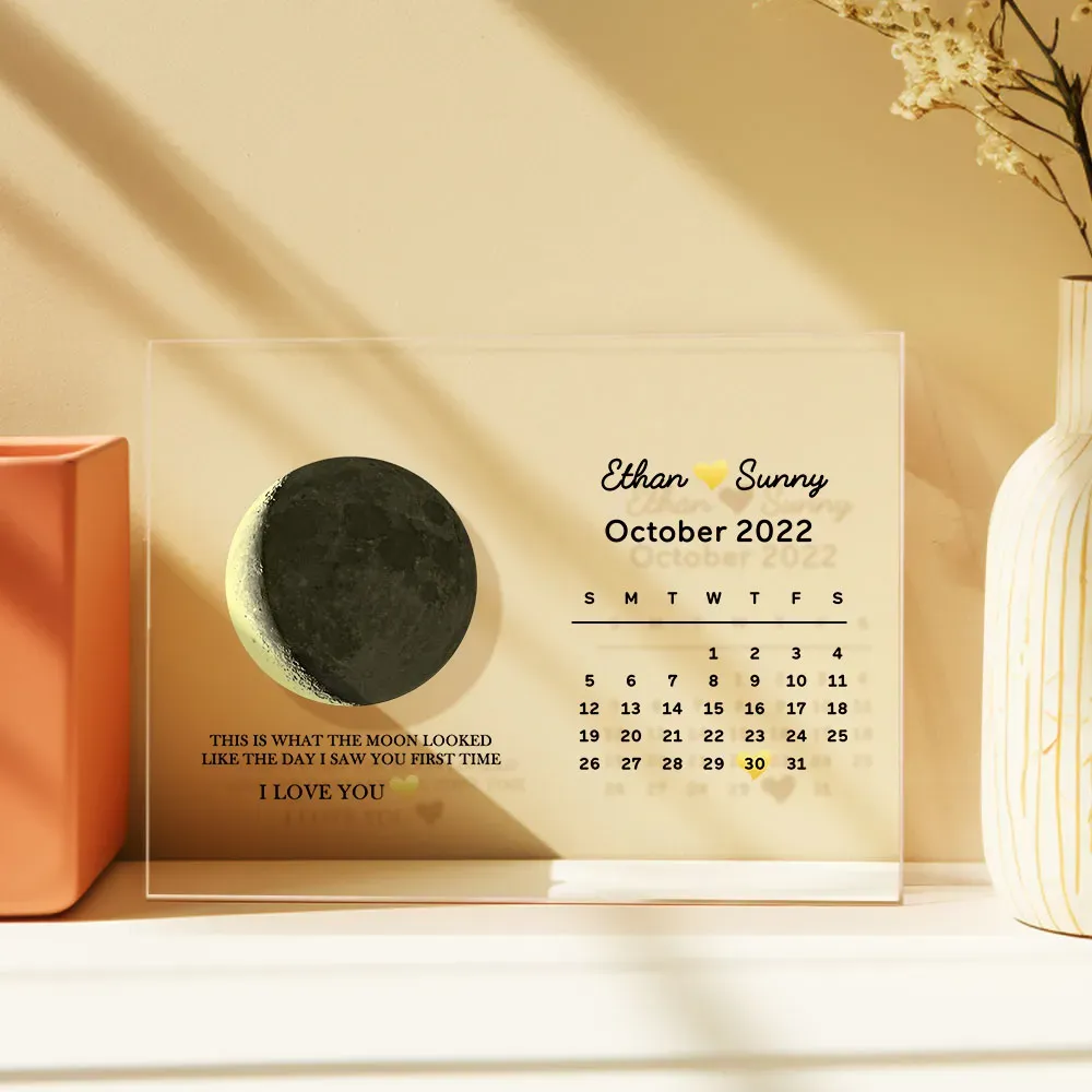 Custom Love Photo Calendar Plaque Acrylic Spotify Song Decor Anniversary Gift For Couples