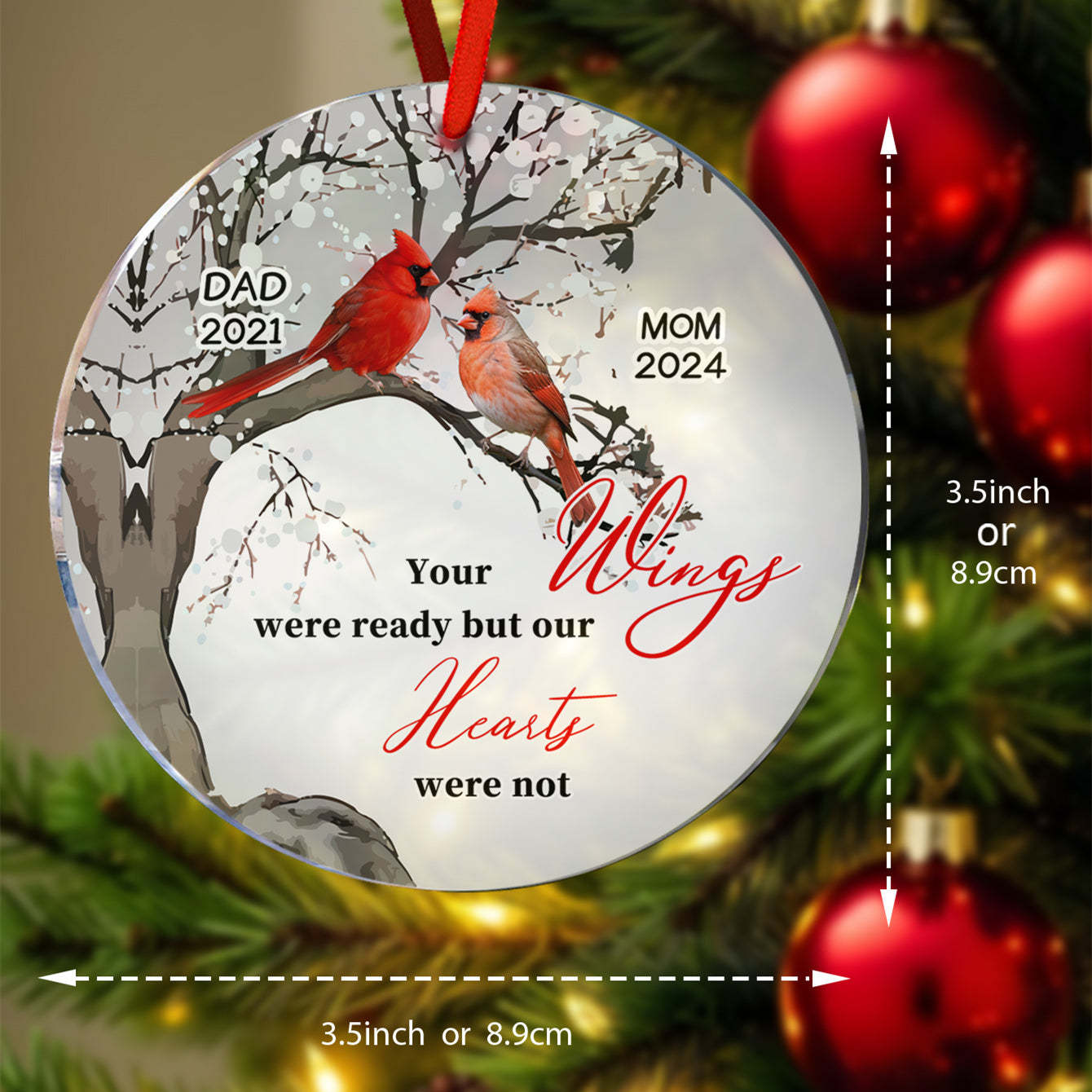 Personalized Memorial Ornament Cardinals Blossom Tree Christmas Ornament Gifts for Family - Myphotowallet