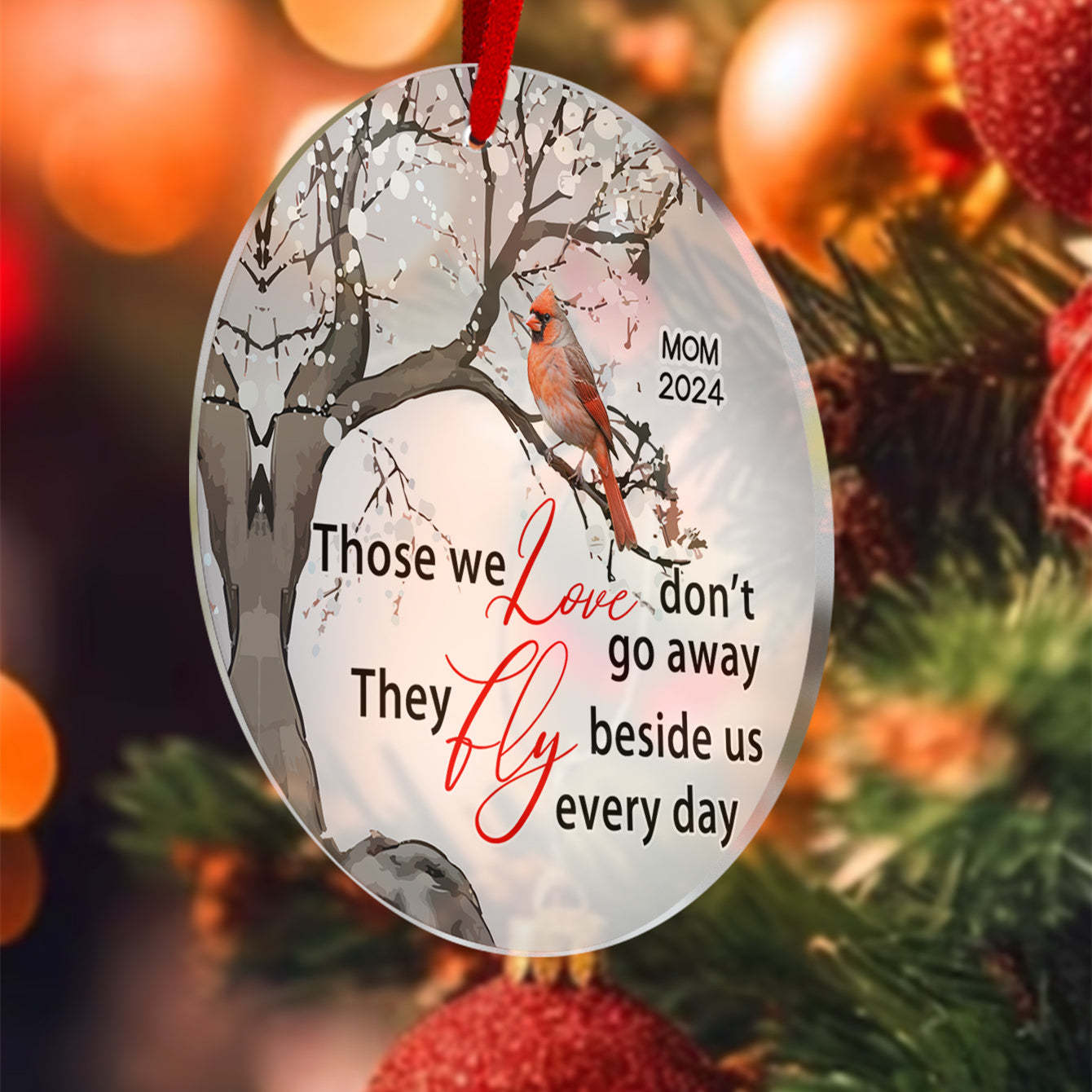 Personalized Memorial Ornament Cardinals Blossom Tree Christmas Ornament Gifts for Family - Myphotowallet